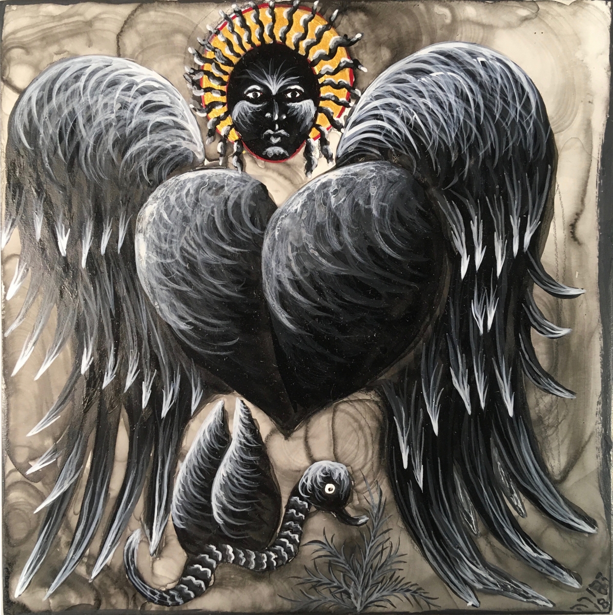 Dark Angel study 2, 6" x 6", 2018, acrylic on board