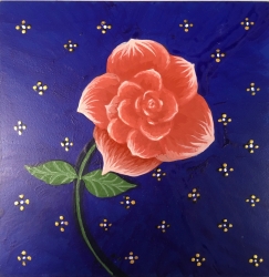 Rose study (color), 2018, 6" x 6", acrylic on board